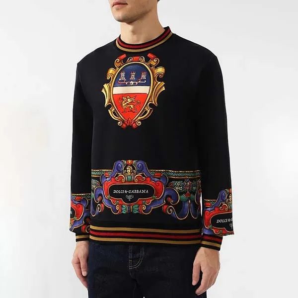 Áo Nỉ Sweater Nam Dolce & Gabbana D&G Sweatshirt Họa Tiết G9OW6T Màu Đen Size 48