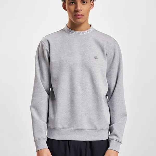 Áo Nỉ Sweater Nam Lacoste Men's Jacquard Mock Neck Tex Pullover SH5690-99 Màu Xám - Thời trang - Vua Hàng Hiệu