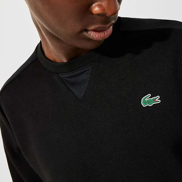 Áo Nỉ Sweater Nam Lacoste Men's Mesh Panel Sweatshirt SH9604 C31 Màu Đen Size S