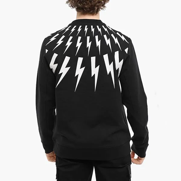 Áo Nỉ Sweater Nam Neil Barrett Cotton Lightning Bolt Sweatshirt BJS452S Màu Đen Size S