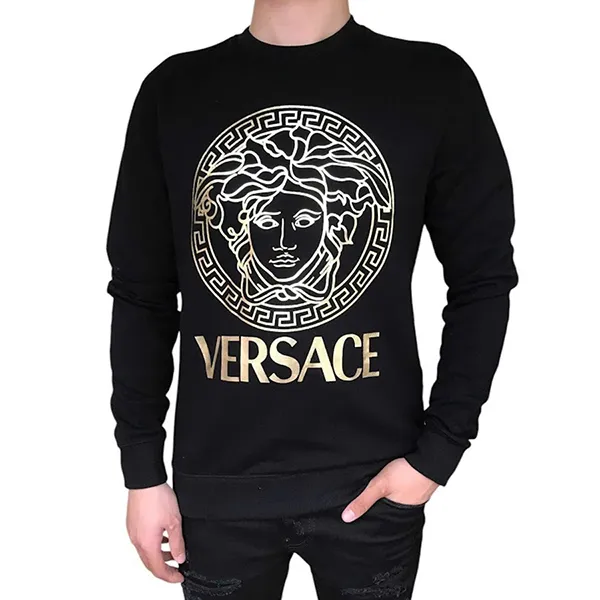 Áo Nỉ Sweater Nam Versace Men's Medusa Fleece Cotton Crew Neck Sweatshirt Jumper 1011852 Màu Đen Size XS