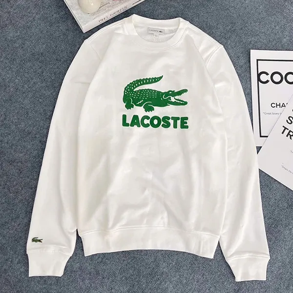 Áo Nỉ Sweatshirt Nam Lacoste Big Logo Velvet Printed White SH2167 001 Màu Trắng Size M - Thời trang - Vua Hàng Hiệu