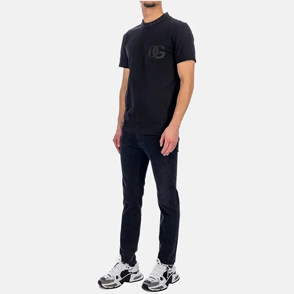 Áo Phông Nam Dolce & Gabbana D&G Logo G8PJ4Z HU7MA Màu Đen Size 46