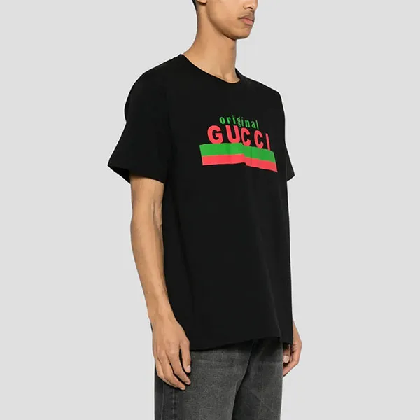 Áo Phông Nam Gucci Black With Logo Printed - 616036XJC0Q1082 Tshirt Màu Đen Size S - Thời trang - Vua Hàng Hiệu