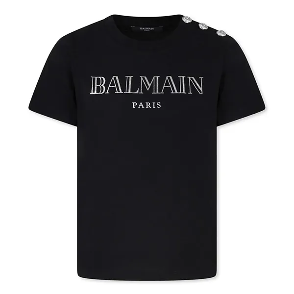 Áo Phông Nữ Balmain In Black With Logo Engraved Buttons BV8Q21 Z0116 Tshirt Màu Đen - Thời trang - Vua Hàng Hiệu