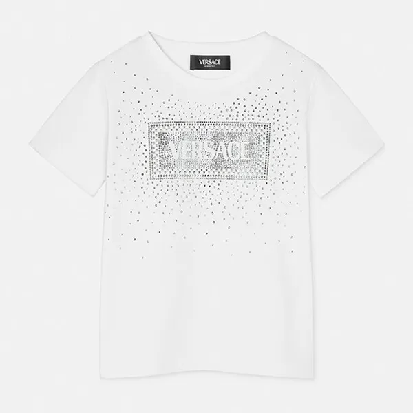 Áo Phông Nữ Versace Versace In White With Crystal '90s Vintage Logo 1000052 1A11469 Tshirt Màu Trắng - Thời trang - Vua Hàng Hiệu