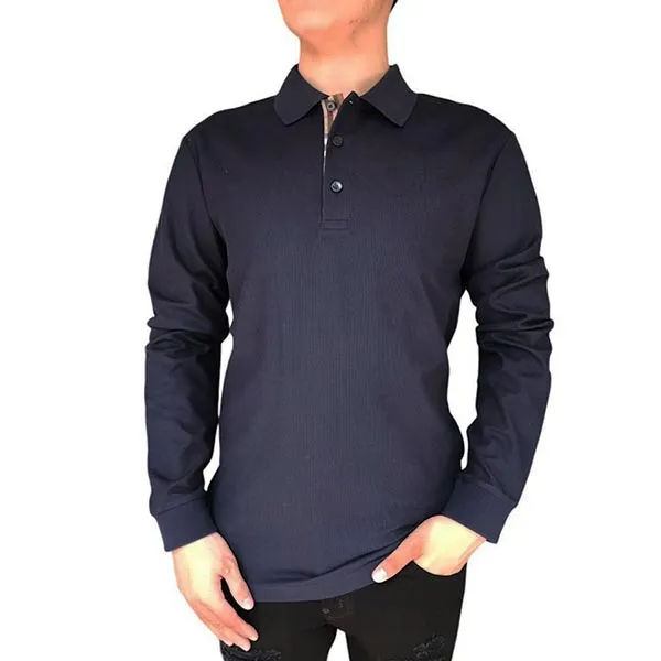 Áo Polo Dài Tay Nam Burberry Long Sleeve Check 8084404 Màu Xanh Navy Size M - Thời trang - Vua Hàng Hiệu