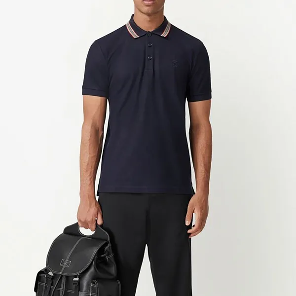 Áo Polo Nam Burberry Pierson Polo Shirt Màu Xanh Navy Size XS