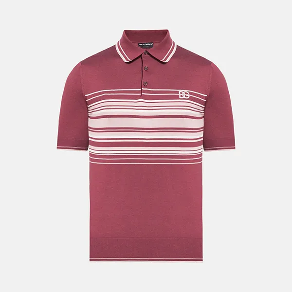 Áo Polo Nam Dolce & Gabbana D&G GX539Z JEMF3 S9002 Màu Đỏ Kẻ Trắng Size 50