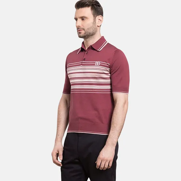 Áo Polo Nam Dolce & Gabbana D&G GX539Z JEMF3 S9002 Màu Đỏ Kẻ Trắng Size 50