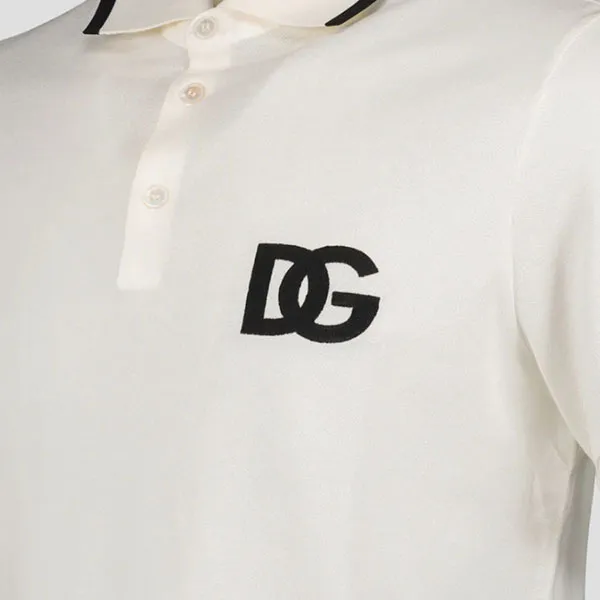 Áo Polo Nam Dolce & Gabbana D&G in Cream With Logo Embroidery - G8OL0Z FU7EN W0111 Màu Trắng Size 44