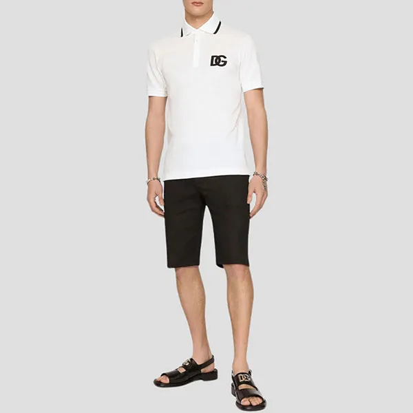 Áo Polo Nam Dolce & Gabbana D&G in Cream With Logo Embroidery - G8OL0Z FU7EN W0111 Màu Trắng Size 44