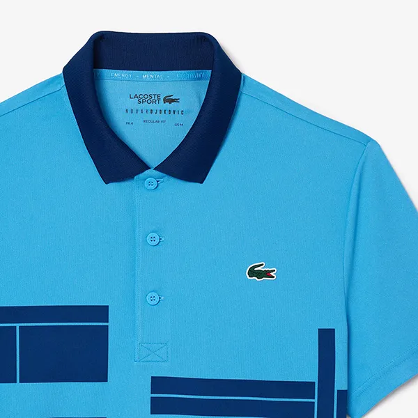 Áo Polo Nam Lacoste Regular Fit Tennis x Novak Djokovic Fan DH2568 51 IDE Màu Xanh Blue Size S