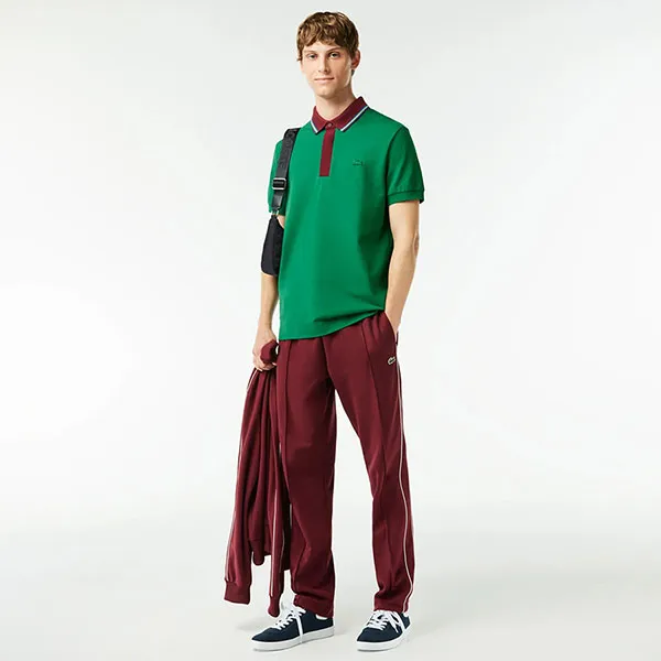 Áo Polo Nam Lacoste Smart Paris Contrast Collar Piqué PH6238 CNQ Màu Xanh Lá Size 3