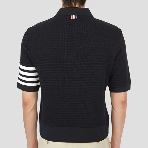 Áo Polo Nam Thom Browne 4-Bar Cross Arm Waffle Short Sleeve - MJP131A - 05802 Màu Xanh Đen Size 1 - Thời trang - Vua Hàng Hiệu