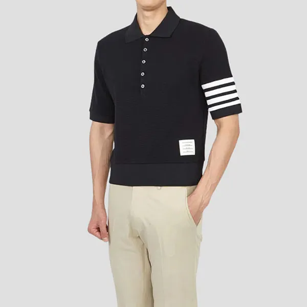 Áo Polo Nam Thom Browne 4-Bar Cross Arm Waffle Short Sleeve - MJP131A - 05802 Màu Xanh Đen Size 1 - Thời trang - Vua Hàng Hiệu