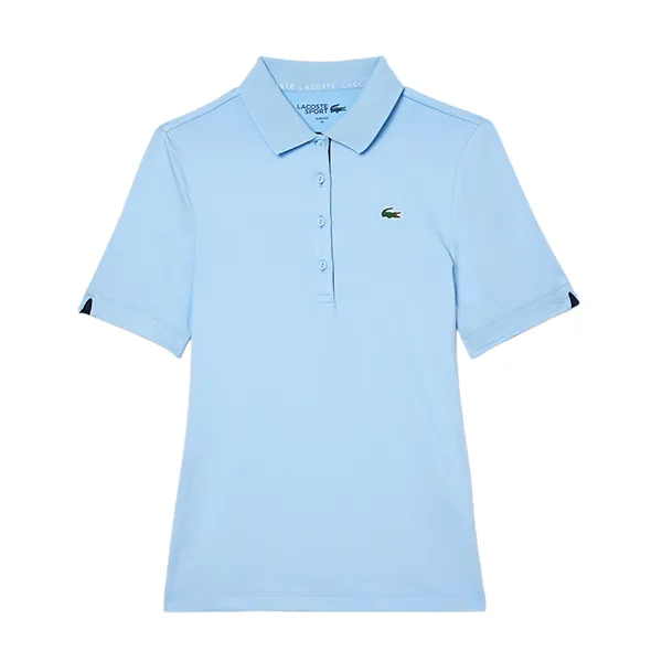 Áo Polo Nữ Lacoste Women's Slim Fit UV Protect Stretch Golf Polo PF5179 51 CM9 Màu Xanh Nhạt Size 36