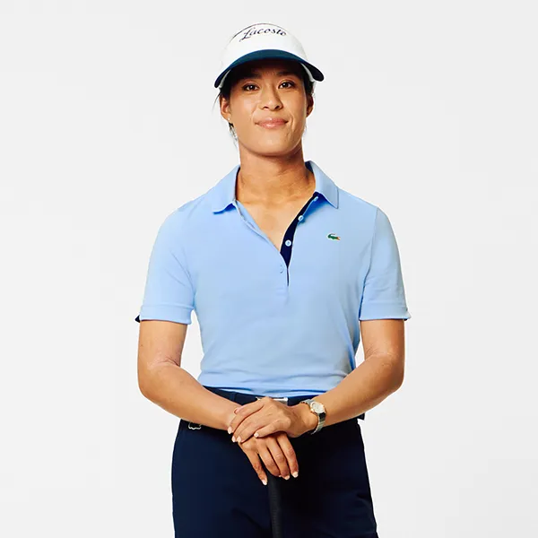 Áo Polo Nữ Lacoste Women's Slim Fit UV Protect Stretch Golf Polo PF5179 51 CM9 Màu Xanh Nhạt Size 36
