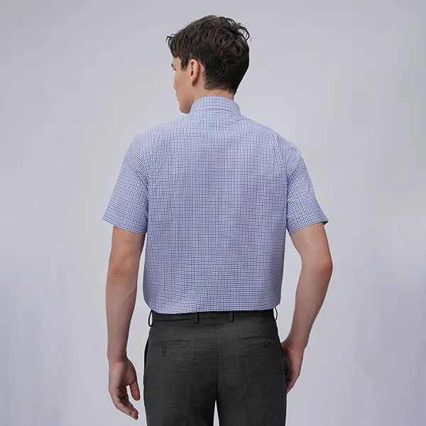 Áo Sơ Mi Cộc Tay Nam Giovanni GSS0102-1NN Kẻ Caro Màu Xanh Navy Size L