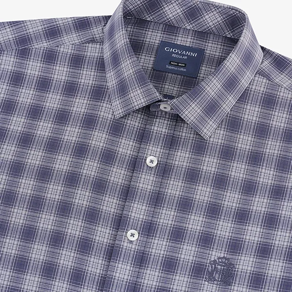 Áo Sơ Mi Cộc Tay Nam Giovanni GSS0123-1DR Kẻ Caro Màu Ghi/Xanh Size L - Thời trang - Vua Hàng Hiệu