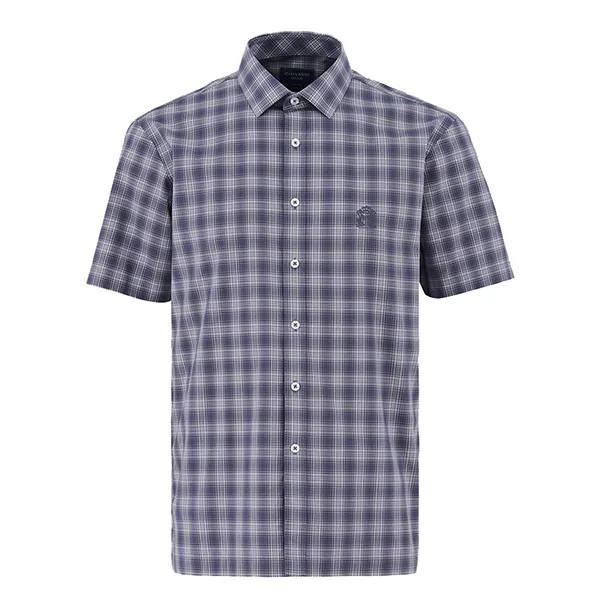 Áo Sơ Mi Cộc Tay Nam Giovanni GSS0123-1DR Kẻ Caro Màu Ghi/Xanh Size L - Thời trang - Vua Hàng Hiệu