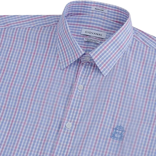 Áo Sơ Mi Cộc Tay Nam Giovanni GSS0137-1NP Kẻ Caro Màu Xanh/Hồng Size L