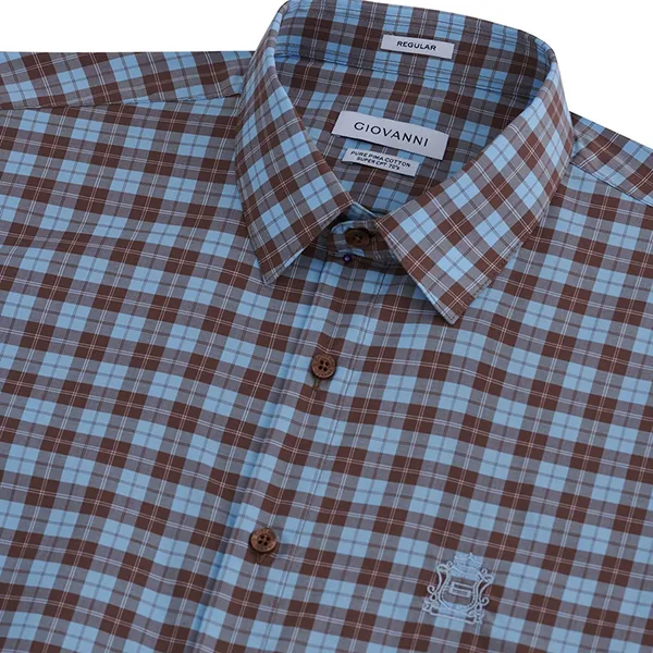 Áo Sơ Mi Cộc Tay Nam Giovanni GSS0138-1BB Kẻ Caro Màu Xanh/Nâu Size L - Thời trang - Vua Hàng Hiệu