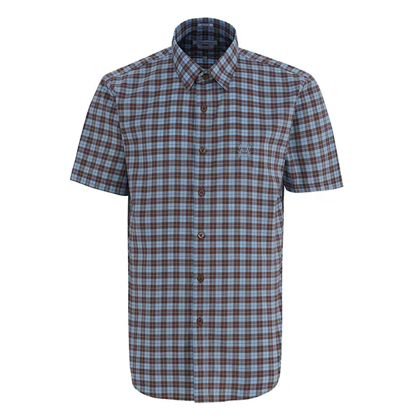 Áo Sơ Mi Cộc Tay Nam Giovanni GSS0138-1BB Kẻ Caro Màu Xanh/Nâu Size L - Thời trang - Vua Hàng Hiệu