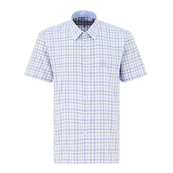 Áo Sơ Mi Cộc Tay Nam Giovanni Regular Fit Shirt GSS0126-1NE Màu Be Kẻ Size XL - Thời trang - Vua Hàng Hiệu