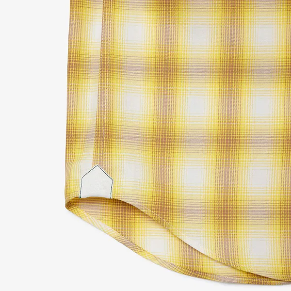 Áo Sơ Mi Cộc Tay Nam Lacoste Men's Short Sleeve Plaid Shirt CH3749 IQI Màu Vàng Size 38