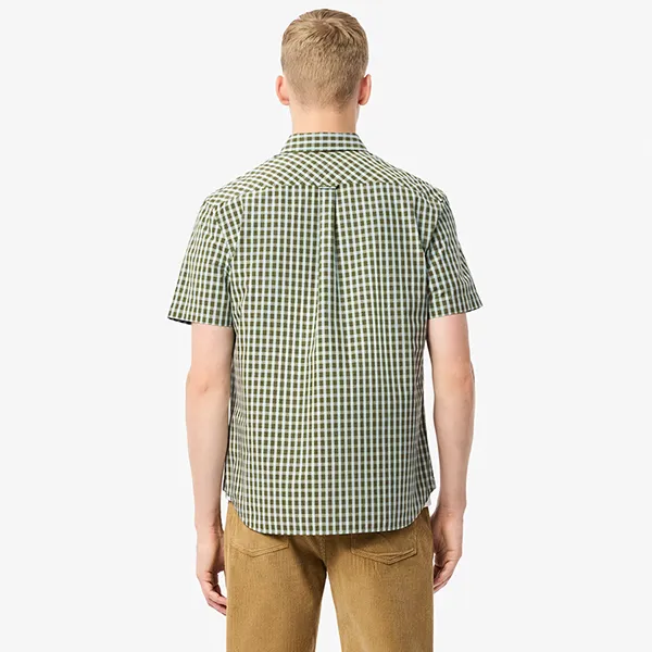 Áo Sơ Mi Cộc Tay Nam Lacoste Regular Fit Short Sleeve Shirt CH5794 IC3 Màu Xanh Size 40