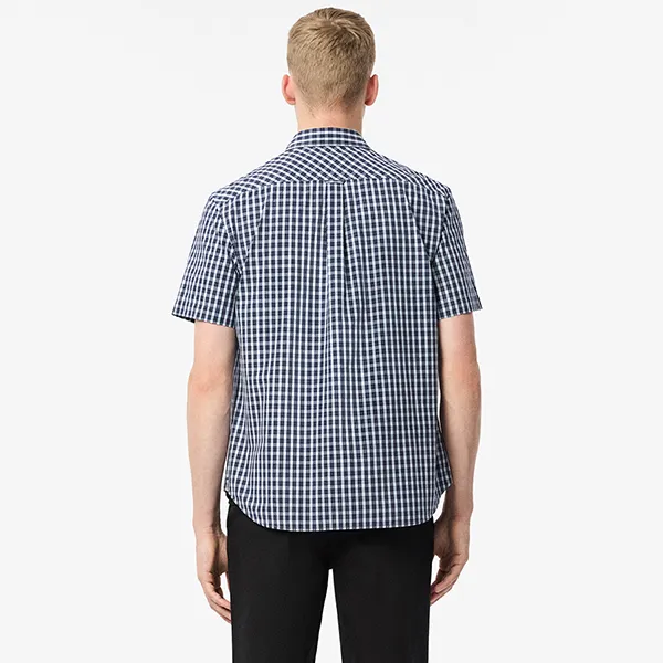 Áo Sơ Mi Cộc Tay Nam Lacoste Regular Fit Short Sleeve Shirt CH5794 QRN Màu Xanh Navy Size 40