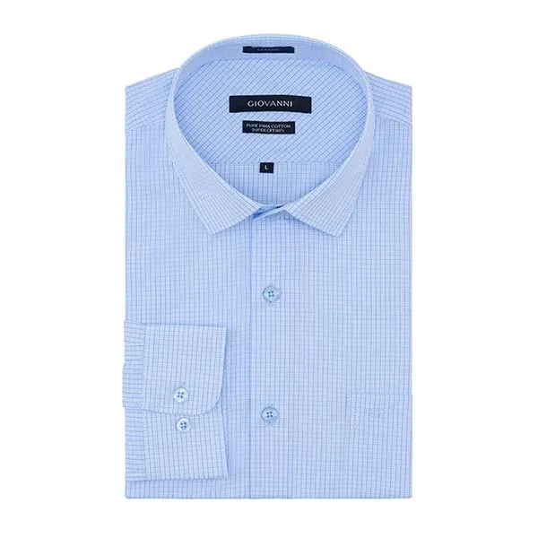 Áo Sơ Mi Dài Tay Nam Giovanni GLS0254-1LB Kẻ Caro Màu Xanh Da Trời Nhạt Size S - Thời trang - Vua Hàng Hiệu
