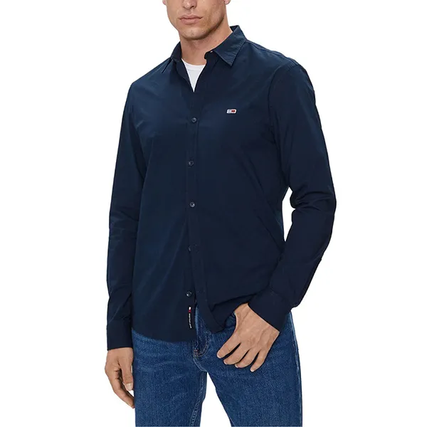 Áo Sơ Mi Dài Tay Nam Tommy Hilfiger Men's Regular Fit Stretch Cotton Shirt DM0DM19519 475010_101 Màu Xanh Than Size L - Thời trang - Vua Hàng Hiệu