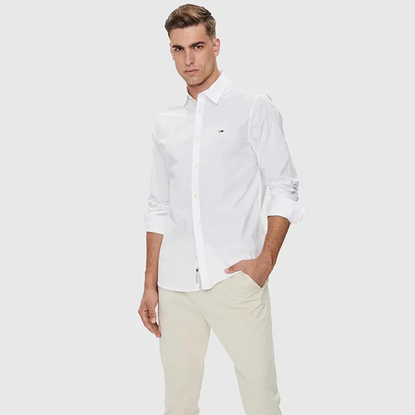 Áo Sơ Mi Dài Tay Nam Tommy Hilfiger Slim Fit Shirt DM0DM19519 475009_97 Màu Trắng Size L