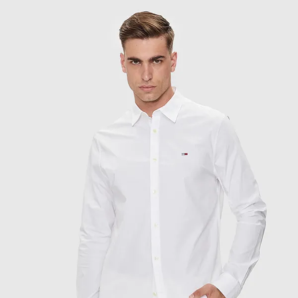 Áo Sơ Mi Dài Tay Nam Tommy Hilfiger Slim Fit Shirt DM0DM19519 475009_97 Màu Trắng Size L