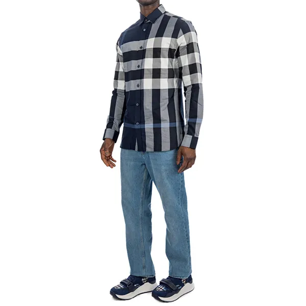 Áo Sơ Mi Nam Burberry Check Cotton Shirt 8071536 Kẻ Xanh Navy Size S - Thời trang - Vua Hàng Hiệu