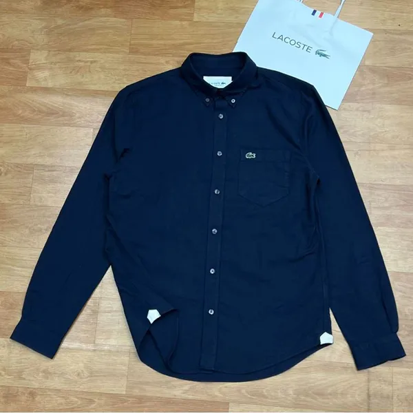 Áo Sơ Mi Nam Dài Tay Nam Lacoste Regular Buttoned Collar Oxford Cotton Shirt Màu Xanh Đen Size 38