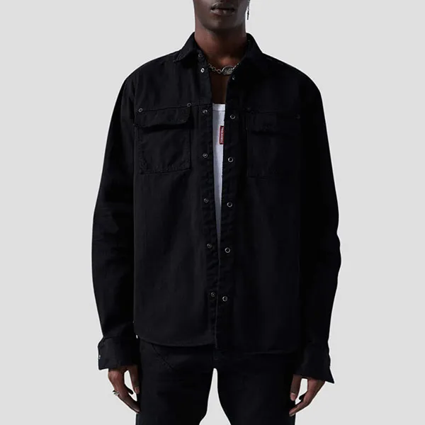 Áo Sơ Mi Nam Dsquared2 Black Denim With ICON Logo Embroidered - S79DL0033 S47925 900 Màu Đen Size 46