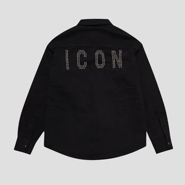 Áo Sơ Mi Nam Dsquared2 Black Denim With ICON Logo Embroidered - S79DL0033 S47925 900 Màu Đen Size 46