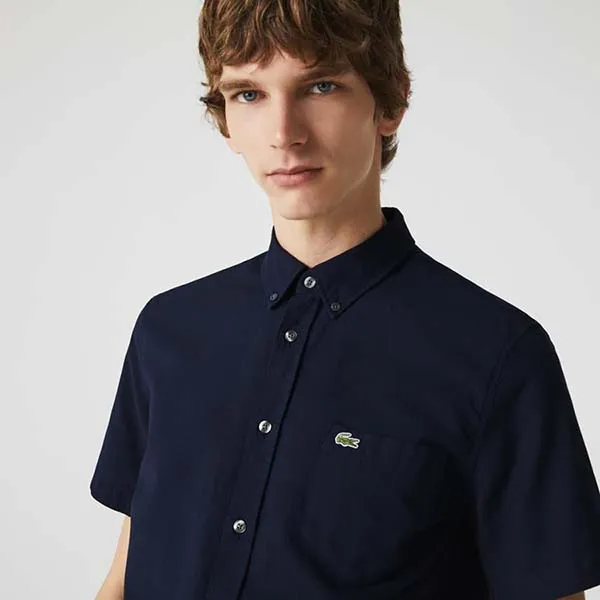 Áo Sơ Mi Nam Lacoste Men’s Regular Fit Cotton Shirt CH0219-51-423 Màu Xanh Navy Size 40