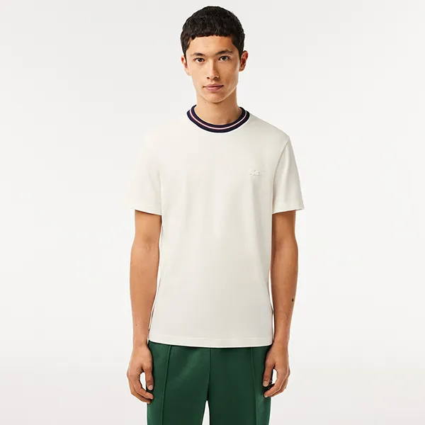 Áo Thun Nam Lacoste Color Blocking Ribbed Neckline TH6345 53N 70V TShirt Màu Trắng Size 4 - Thời trang - Vua Hàng Hiệu