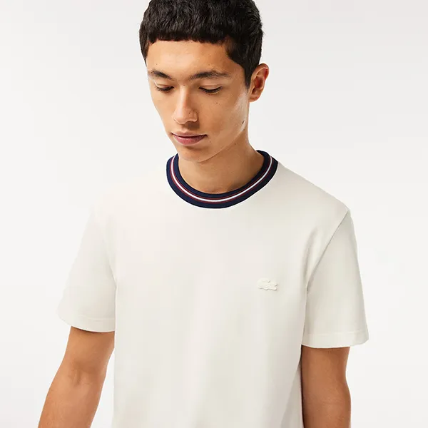 Áo Thun Nam Lacoste Color Blocking Ribbed Neckline TH6345 53N 70V TShirt Màu Trắng Size 4 - Thời trang - Vua Hàng Hiệu