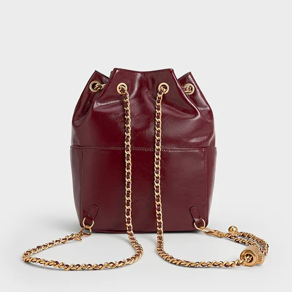 Balo Nữ Charles & Keith CNK Donna Crinkle-Effect Backpack Burgundy CK2-60271530 Màu Đỏ Đô