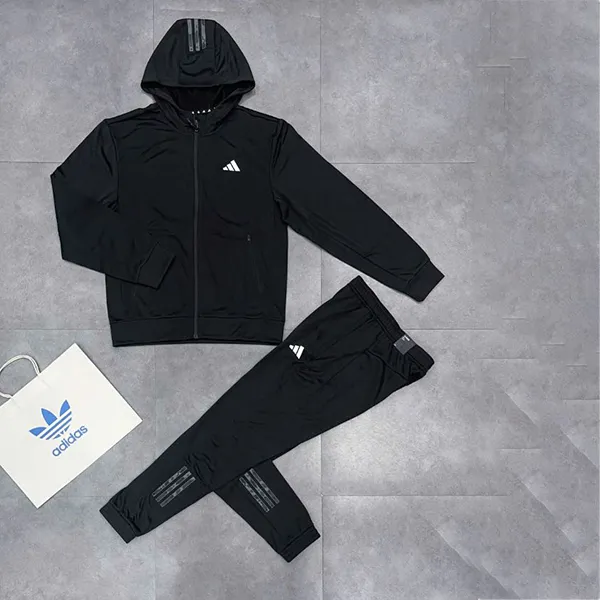 Bộ Quần Áo Gió Nam Adidas Poly Linear Full Zip Màu Đen Size XS