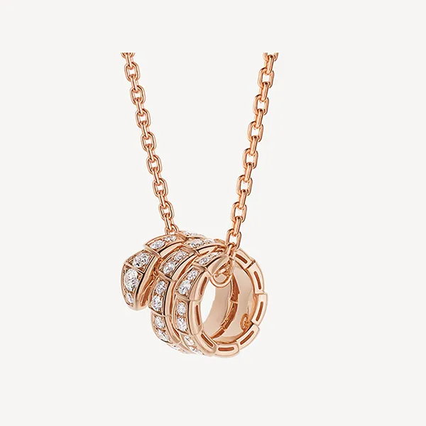 Dây Chuyền Jewery Luxury Serpenti Viper 18K Rose Gold Pendant Necklace Set With Full Pavé Diamonds Màu Vàng Hồng - Trang sức - Vua Hàng Hiệu