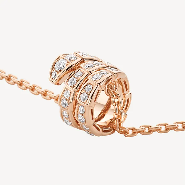 Dây Chuyền Jewery Luxury Serpenti Viper 18K Rose Gold Pendant Necklace Set With Full Pavé Diamonds Màu Vàng Hồng - Trang sức - Vua Hàng Hiệu