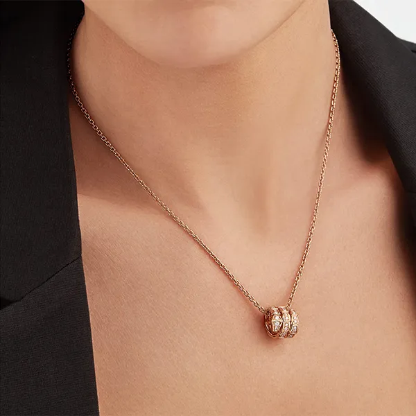 Dây Chuyền Jewery Luxury Serpenti Viper 18K Rose Gold Pendant Necklace Set With Full Pavé Diamonds Màu Vàng Hồng - Trang sức - Vua Hàng Hiệu