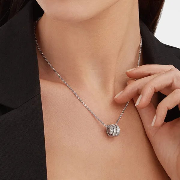 Dây Chuyền Jewery Luxury Serpenti Viper 18K White Gold Pendant Necklace Set With Full Pavé Diamonds Màu Bạc Trắng - Trang sức - Vua Hàng Hiệu