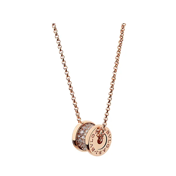 Dây Chuyền Nữ Jewery Luxury B.ZERO1 Rose Gold 18K Circle Pendant Necklace With Pavé Diamonds And Chain Màu Vàng Hồng - Trang sức - Vua Hàng Hiệu